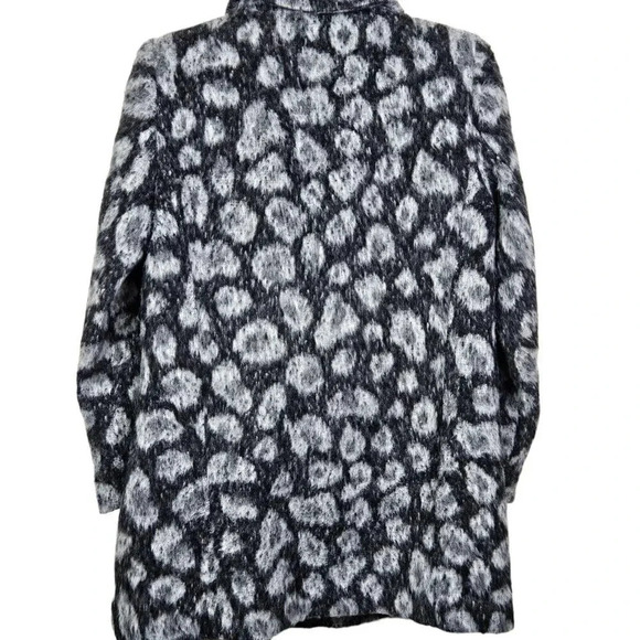 Loft Womens Gray‎ Leopard Spotted Moto Coat Asymmetric Zip Wool Blend size SP - Picture 8 of 11